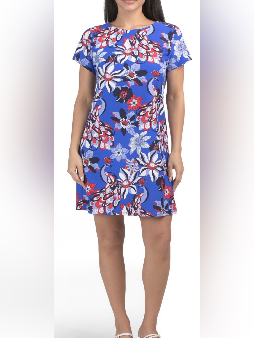Jude Connally Blue Floral-Peacock Print Mini Dress